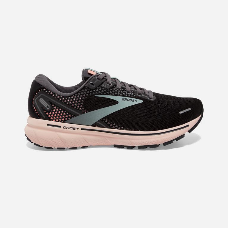 Brooks Ghost 14 Womens Cushioned Road Running Shoes Ireland Black/Pearl/PeachPuff (YFDT-79504)